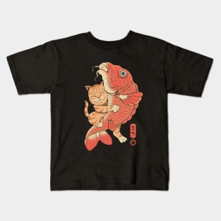 Cat Catching Carp Kids T-Shirt